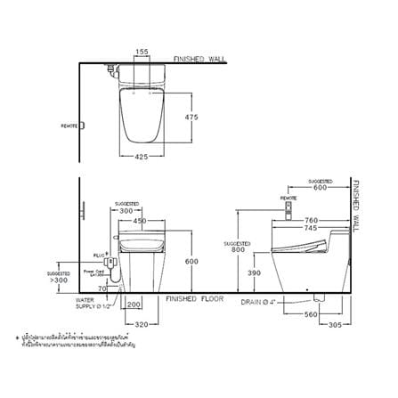 สุขภัณฑ์ 1 ชิ้น COTTO C101927(CV9) สีขาว_2