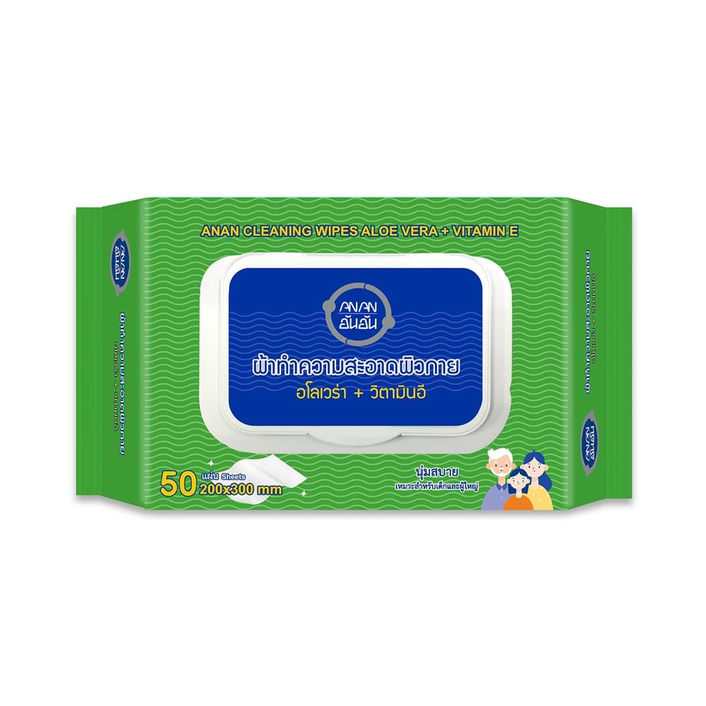 ทิชชู่เปียก ANAN ผ้าเช็ดทำความสะอาดผิวกาย 50 แผ่น 18 แพ็ค/ลัง_2