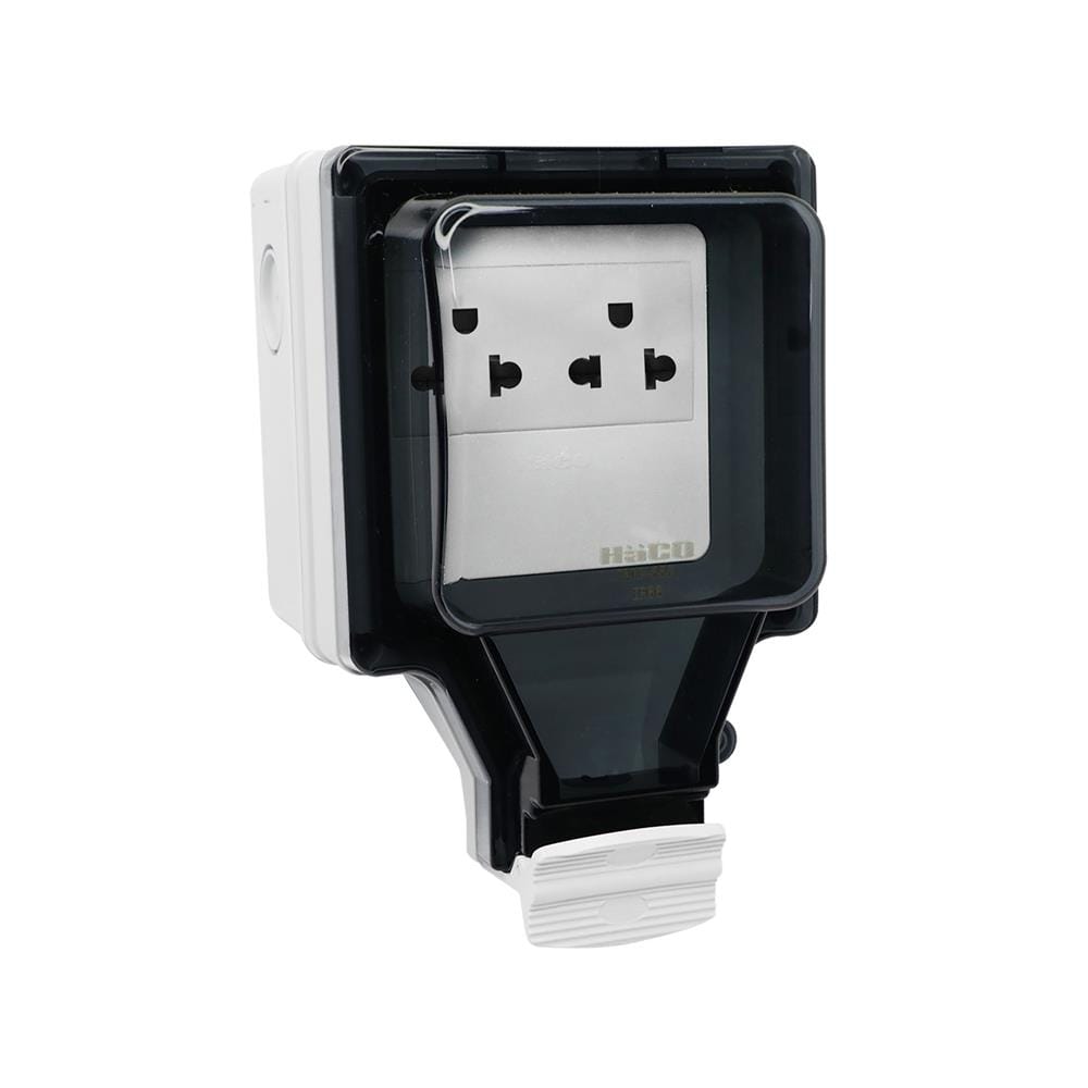 หน้ากากกันน้ำพร้อมเต้ารับ HACO WH-S66-E2 สีเทา