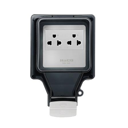 หน้ากากกันน้ำพร้อมเต้ารับ HACO WH-S66-E2 สีเทา_0