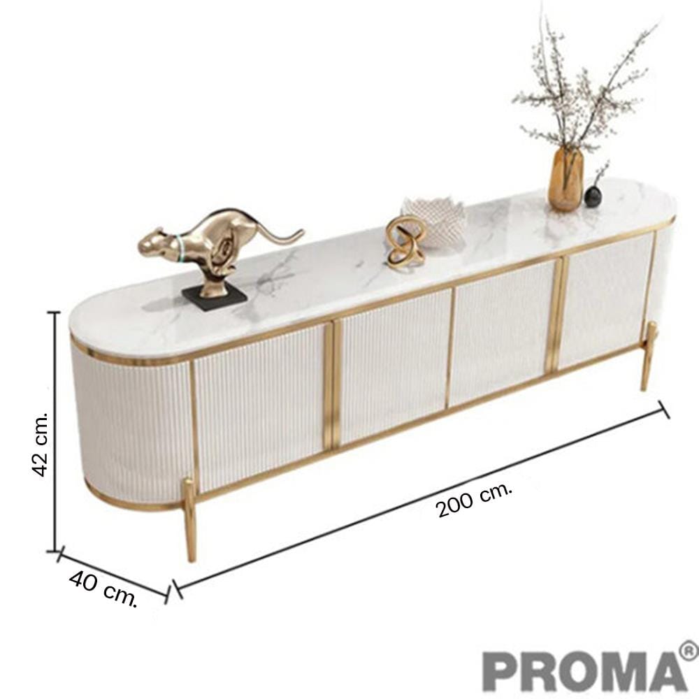  [Pre-order] ตู้วางทีวี  PROMA IT-FF-04BW สีขาว/ทอง_3