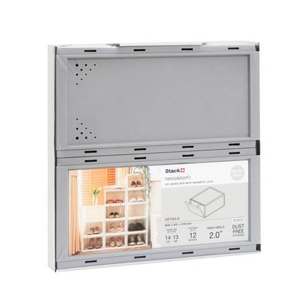 กล่องรองเท้า STACKO D.I.Y MAGNETIC LOCK MONO 28x37x18.3 ซม. สีเทา_3