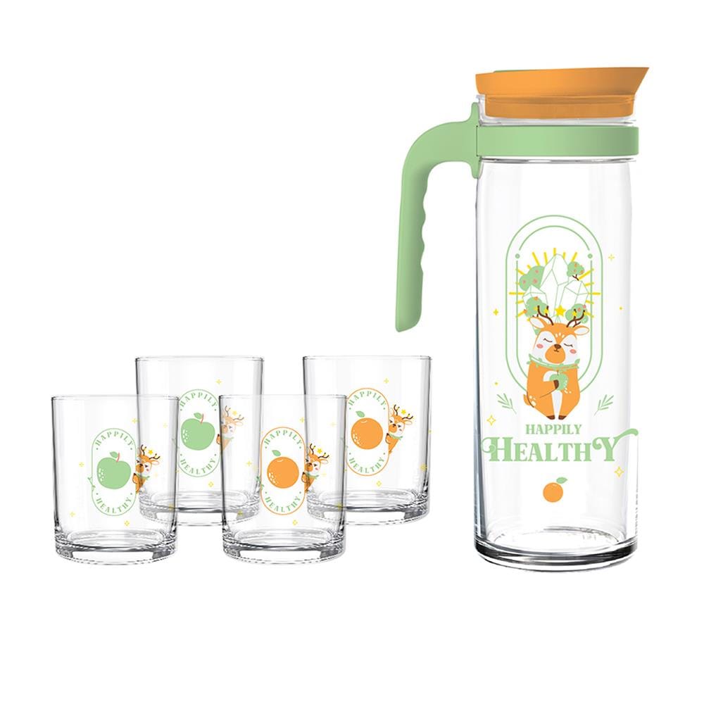 แก้วน้ำ 285 มล. พร้อมเหยือก 1.39 ลิตร OCEAN GLASS DEER DESTINY FAMILY แพ็ก 5 ใบ