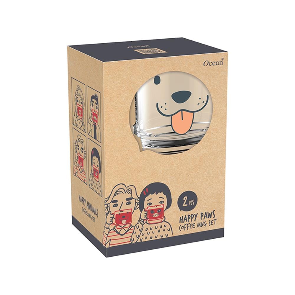 ถ้วยหู 485 มล. OCEAN GLASS HAPPY PAWS DOGGY AND KITTY แพ็ก 2 ใบ