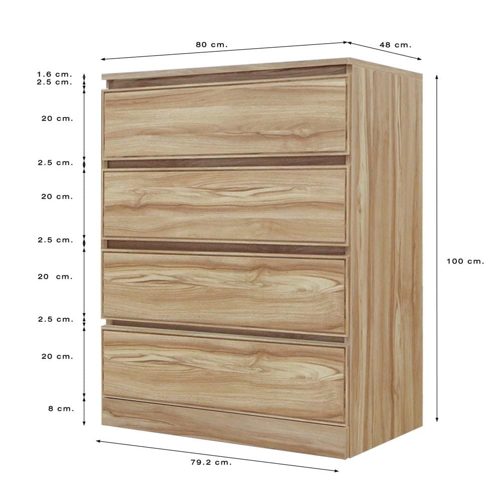ตู้ลิ้นชัก 4 ลิ้นชัก BURO ANTARES LC80 DW สีอโรม่าโอ๊ค