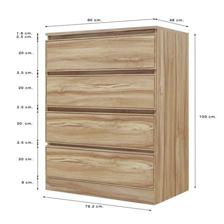 ตู้ลิ้นชัก 4 ลิ้นชัก BURO ANTARES LC80 DW สีอโรม่าโอ๊ค_5