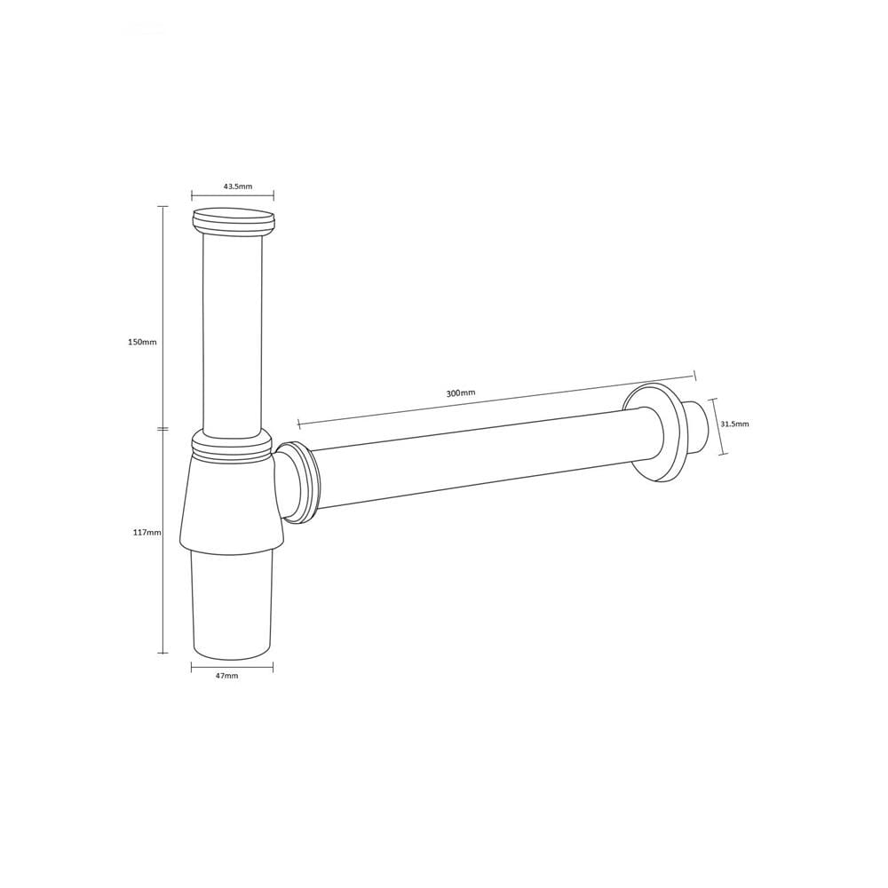 ท่อน้ำทิ้งอ่างล้างหน้ากระปุก RASLAND RA T912-T411 30 ซม.