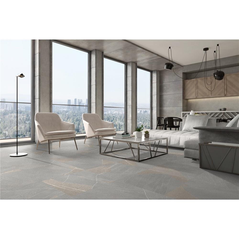 กระเบื้องพื้นพอร์ซเลน 60x60 ซม. COTTO ปิอาเซนซ่า เทา PM 1.44 ตร.ม.