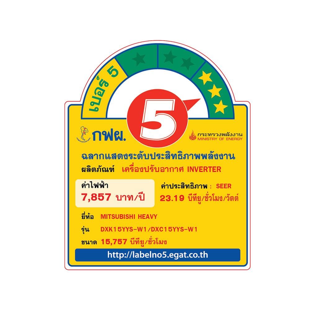 แอร์ผนัง MITSUBISHI HEAVY DUTY DXK15YYS-W1 15757 บีทียู อินเวอร์เตอร์