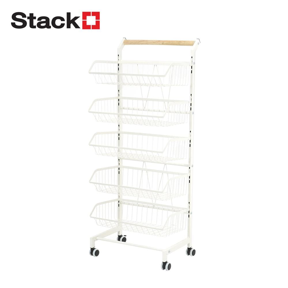 ชั้นวางของ 5 ชั้น มีล้อ STACKO SUPER 42x32x105 ซม. สีขาว