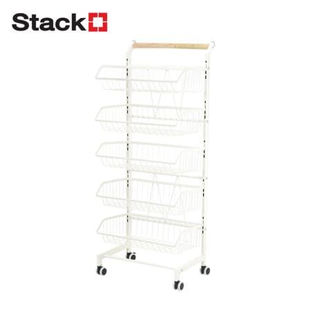 ชั้นวางของ 5 ชั้น มีล้อ STACKO SUPER 42x32x105 ซม. สีขาว