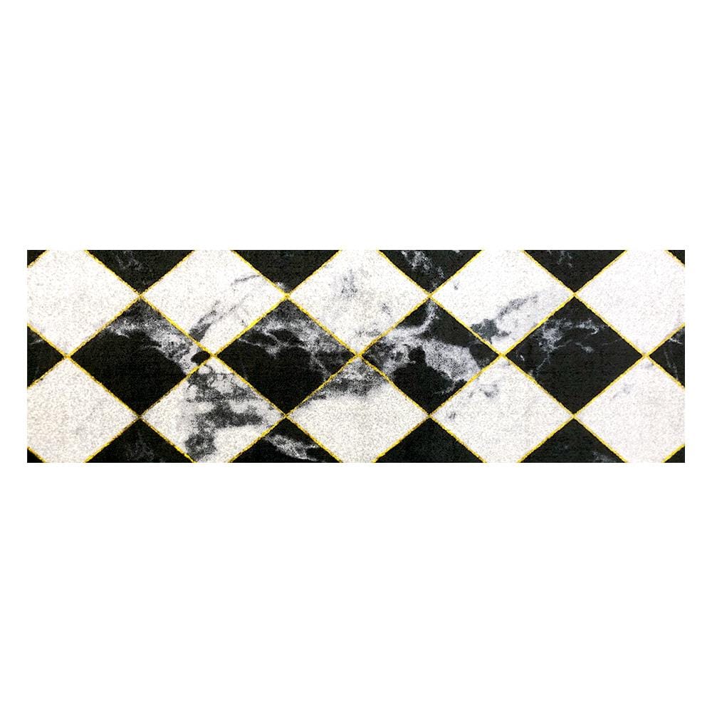 พรมเช็ดเท้าดักฝุ่น PRAW DE CHESS BOARD 70X190 ซม. สีดำ/ขาว_1