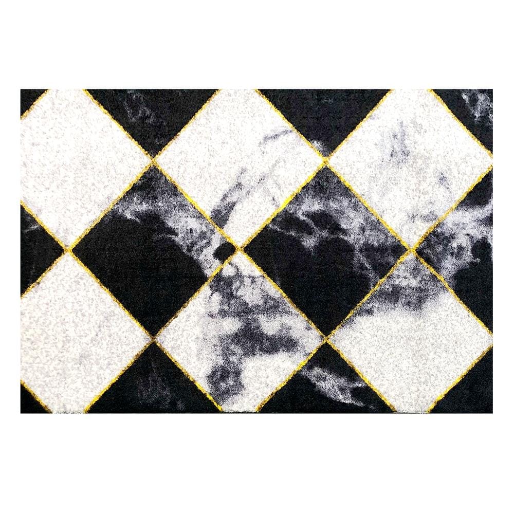 พรมเช็ดเท้าดักฝุ่น PRAW DE CHESS BOARD 120X180 ซม. สีดำ/ขาว_0