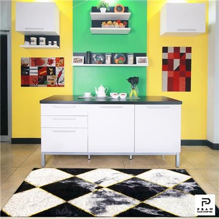 พรมเช็ดเท้าดักฝุ่น PRAW DE CHESS BOARD 120X180 ซม. สีดำ/ขาว_7