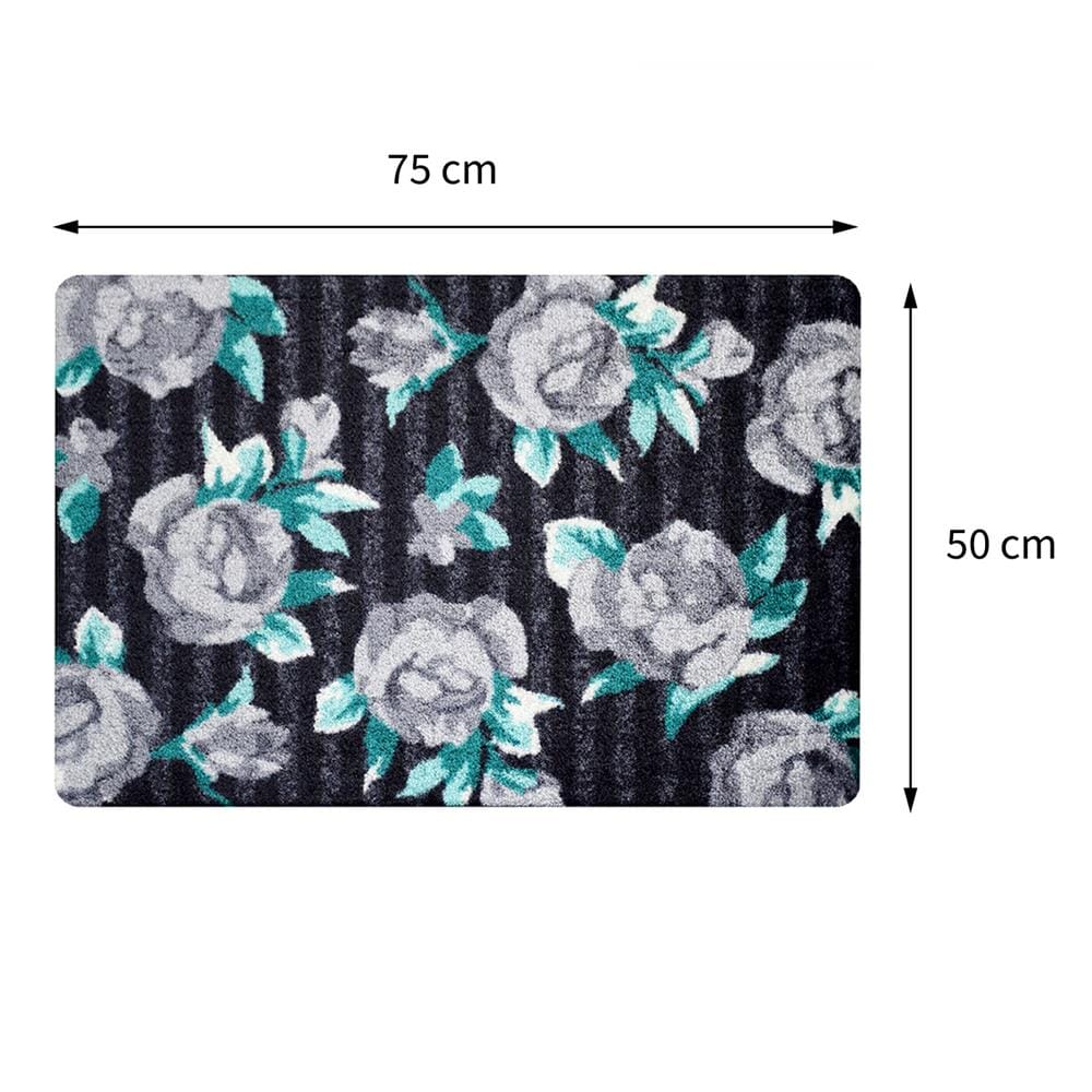 พรมเช็ดเท้าดักฝุ่น PRAW DE GREY ROSE 50X75 ซม. สีดำ/เทา