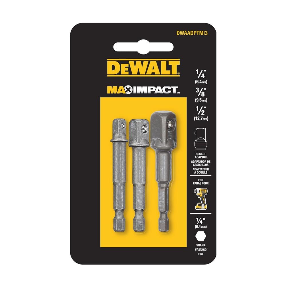 ก้านต่อลูกบ็อกซ์ DEWALT DWAADPTMI3 1/4 นิ้ว 3/8 นิ้ว 1/2 นิ้ว