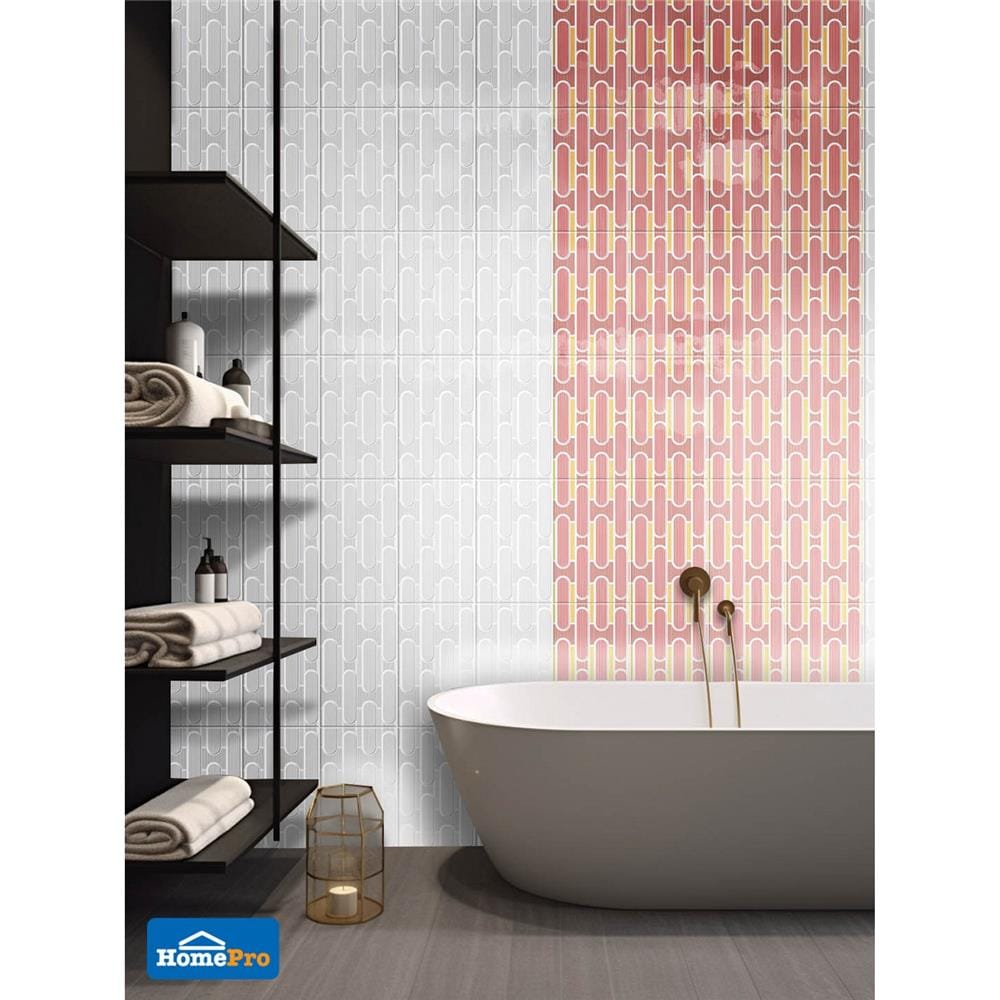 กระเบื้องผนัง 25x40 ซม. COTTO เรทโทรสเปคท์ ชมพู HYG PM 1 ตร.ม.