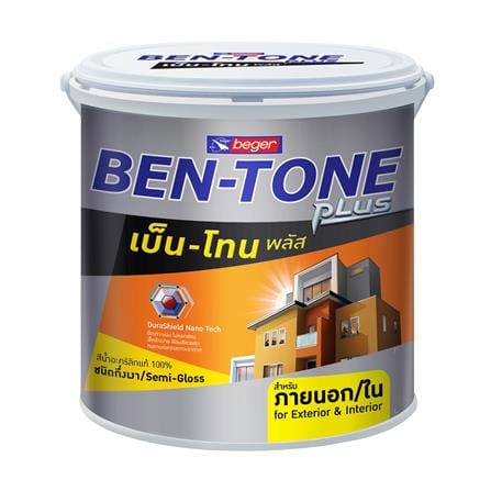 สีน้ำทาภายนอก BEGER BEN-TONE PLUS 300 สีขาว กึ่งเงา 1 แกลลอน