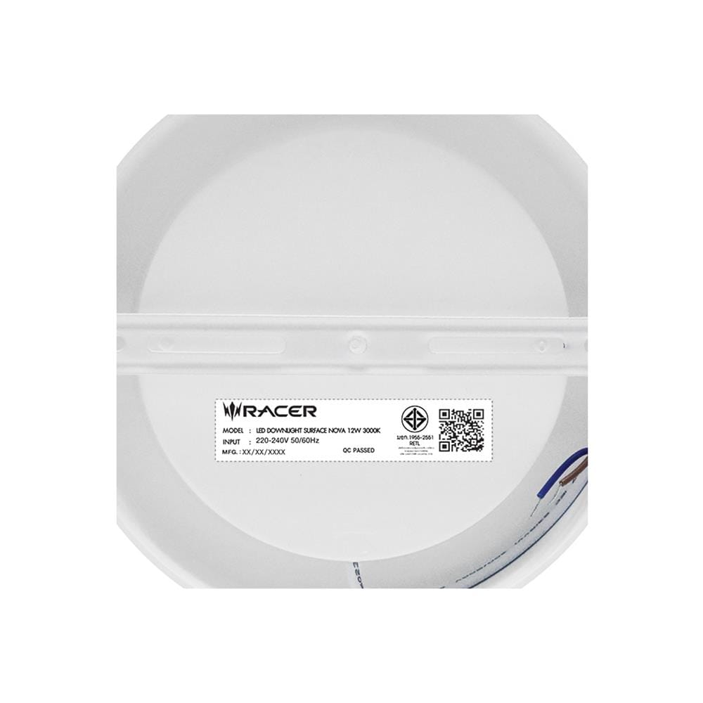 ดาวน์ไลท์ LED RACER NOVA 6.8 นิ้ว 12 วัตต์ WARM WHITE สีขาว