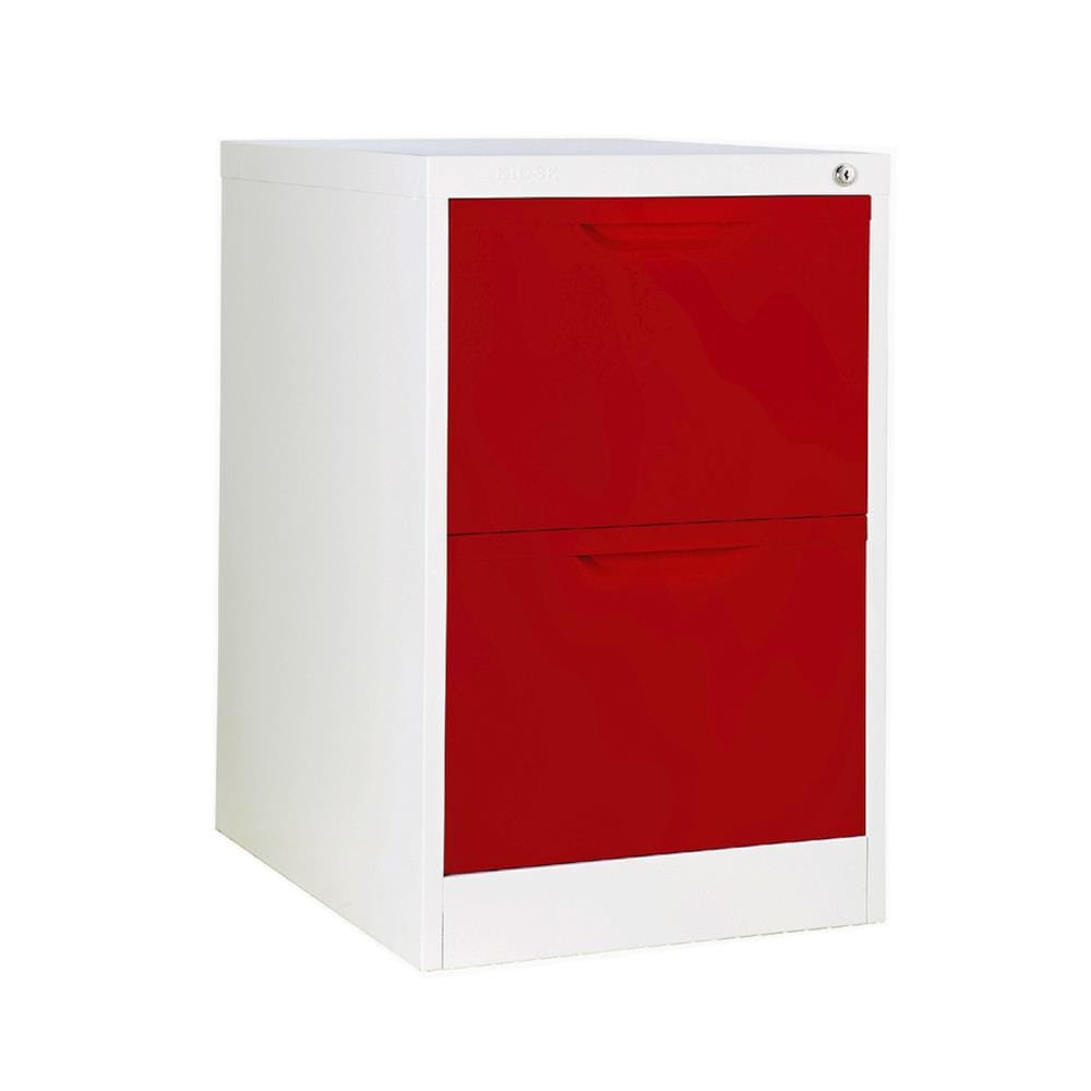 ตู้ลิ้นชักเหล็ก 2 ลิ้นชัก KIOSK HF-2 สีขาว/แดง