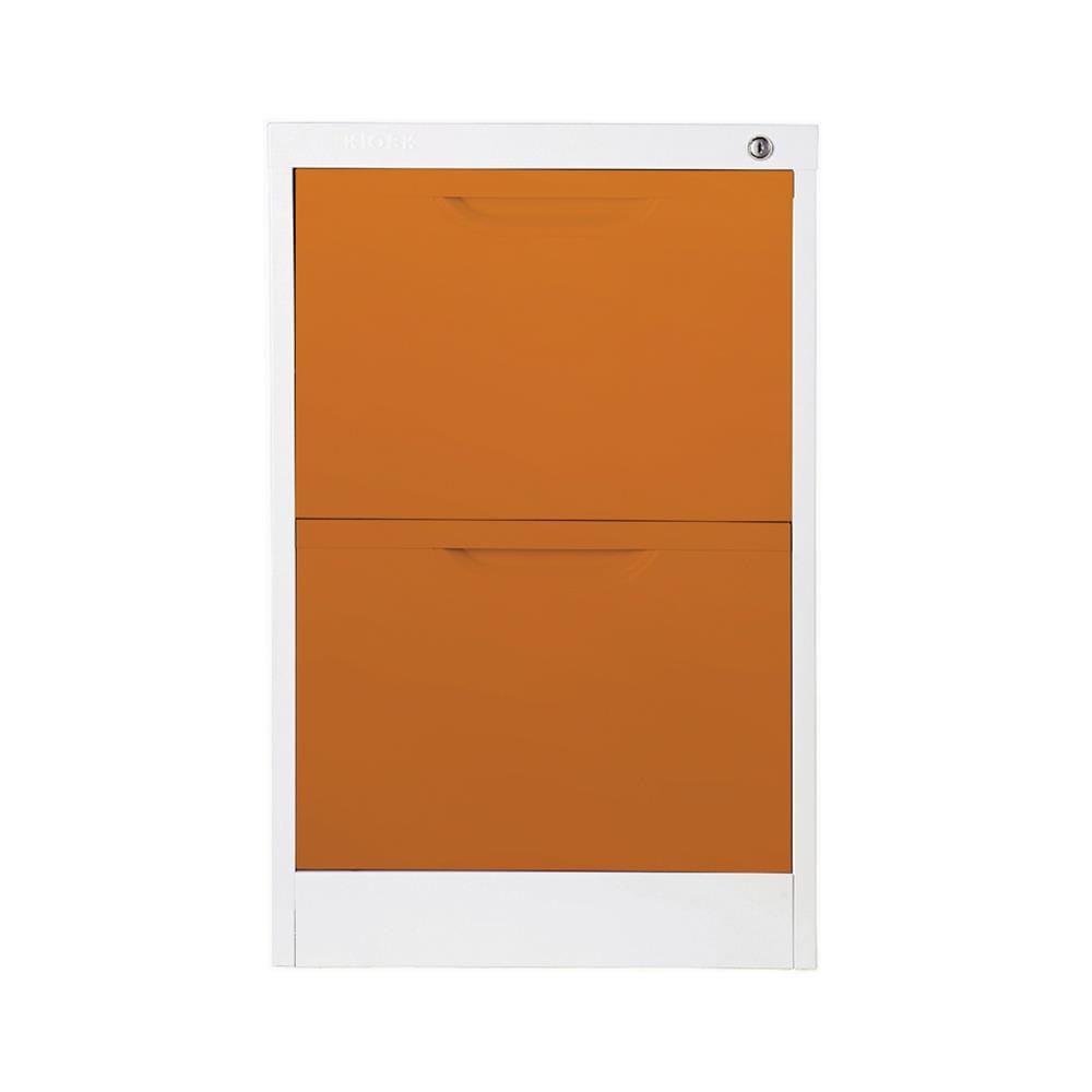ตู้ลิ้นชักเหล็ก 2 ลิ้นชัก KIOSK HF-2 สีขาว/ส้ม