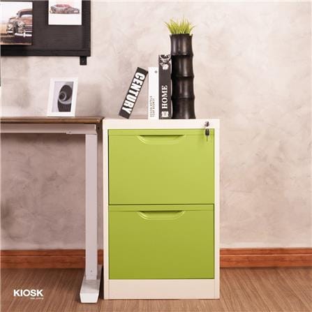 ตู้ลิ้นชักเหล็ก 2 ลิ้นชัก KIOSK HF-2 สีขาว/เขียว_4