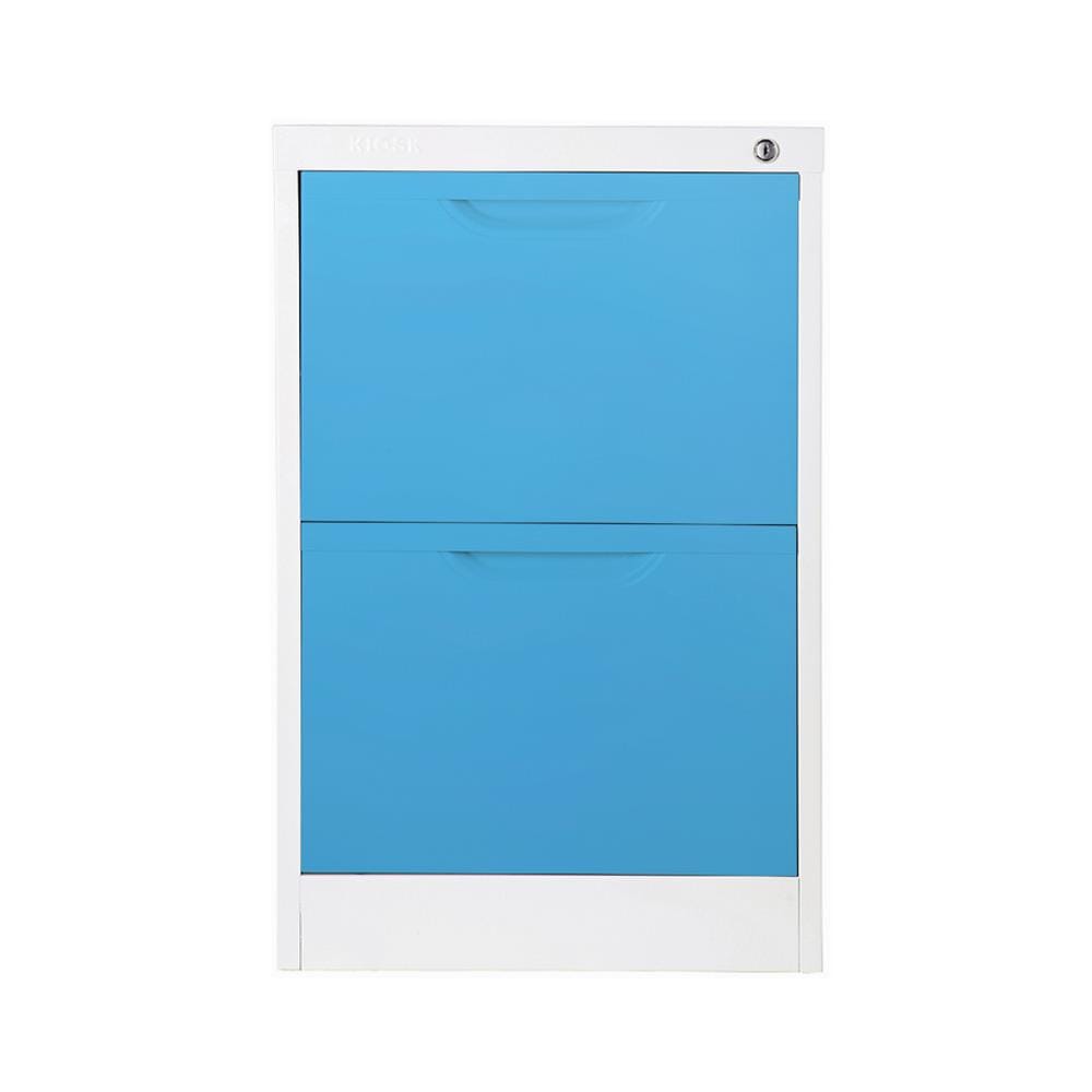 ตู้ลิ้นชักเหล็ก 2 ลิ้นชัก KIOSK HF-2 สีขาว/ฟ้า