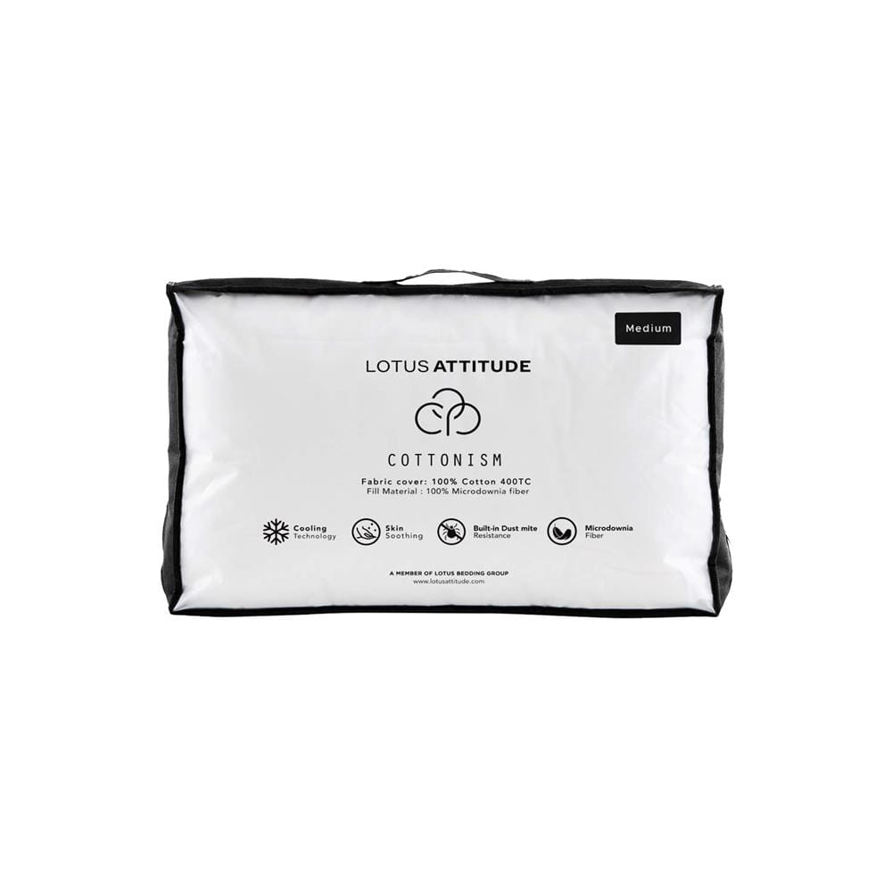หมอนสุขภาพ ไมโครดาวน์เนีย LOTUS ATTITUDE CARE MEDIUM 20x30 นิ้ว สีขาว