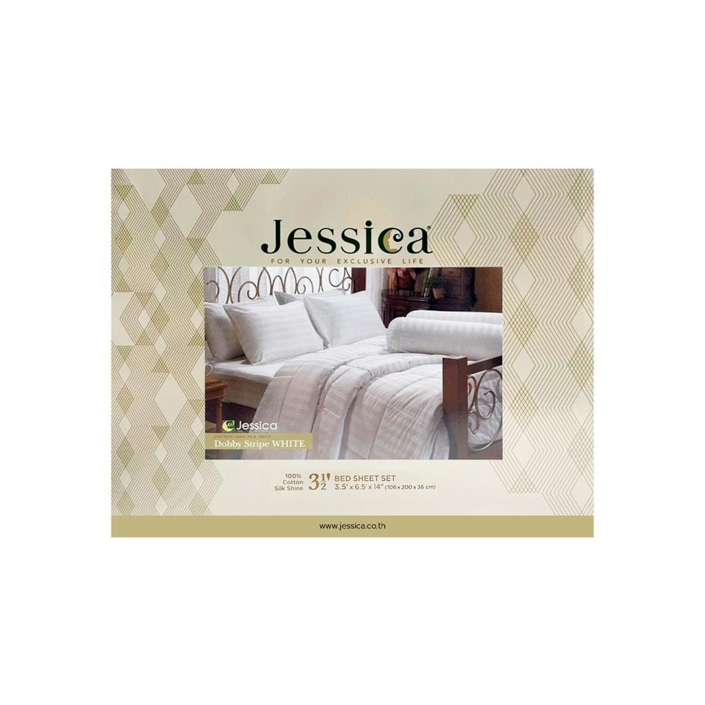 ชุดผ้าปูที่นอน 3.5 ฟุต 3 ชิ้น JESSICA STRIPE 20076-WHITE