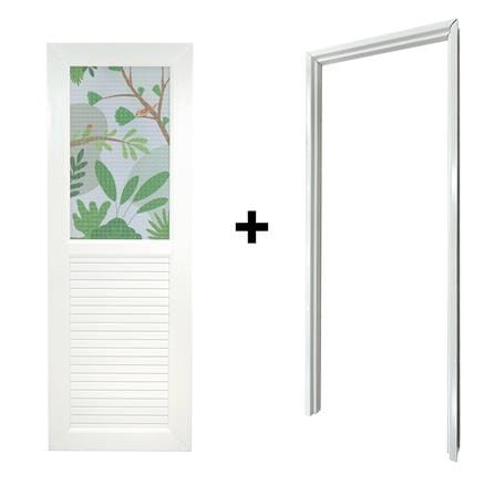 ประตูห้องน้ำ UPVC AZLE TROPICAL 70X200 ซม. สีขาว พร้อมวงกบ ไม่เจาะลูกบิด_4