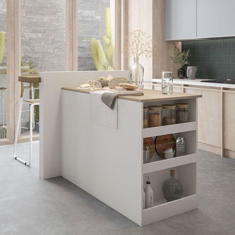 เคาน์เตอร์บาร์ชั้นวางฝั่งขวา SB FURNITURE SENDO 19210226 120 ซม. สีขาว