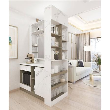 เคาน์เตอร์บาร์ชั้นวางฝั่งซ้าย SB FURNITURE LANA 19210600 140 ซม. ลายหินอ่อนขาว_1