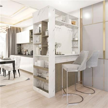 เคาน์เตอร์บาร์ชั้นวางฝั่งซ้าย SB FURNITURE LANA 19210600 140 ซม. ลายหินอ่อนขาว_2