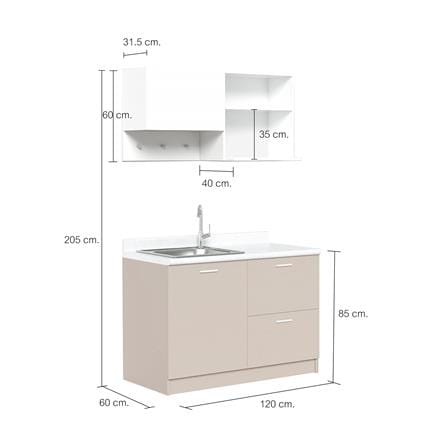 ครัวสำเร็จรูปท็อปซิงค์ CABIN RYU 1.2 ม. สีเบจ_7