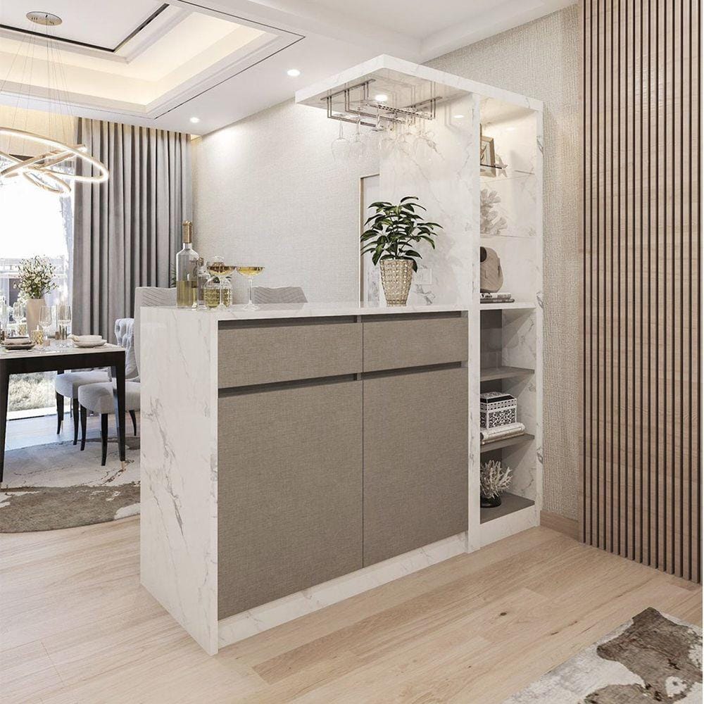 เคาน์เตอร์บาร์ตู้โชว์ฝั่งซ้าย SB FURNITURE MABEL 19208282 170 ซม. ลายหินอ่อนขาว
