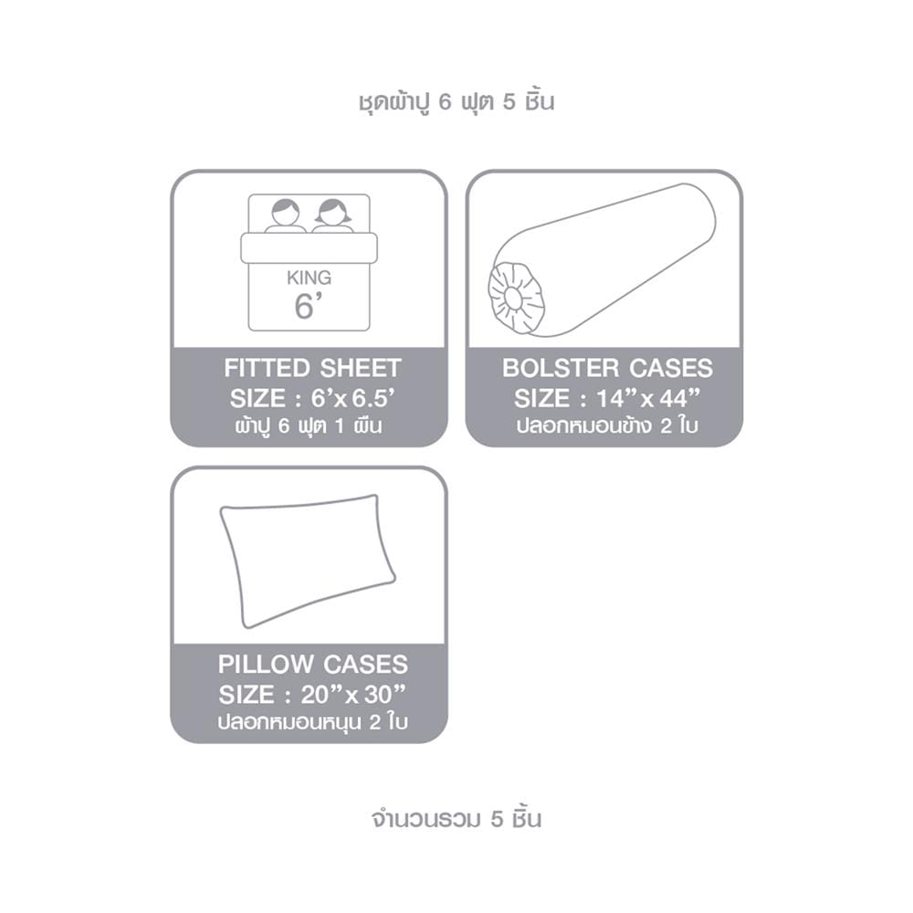 ชุดผ้าปูที่นอน 6 ฟุต 5 ชิ้น DUNLOPILLO LONDON BLUE DL-LB-02