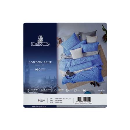 ชุดผ้าปูที่นอน 6 ฟุต 5 ชิ้น DUNLOPILLO LONDON BLUE DL-LB-02_5