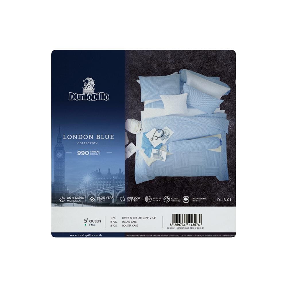 ชุดผ้าปูที่นอน 5 ฟุต 5 ชิ้น DUNLOPILLO LONDON BLUE DL-LB-01