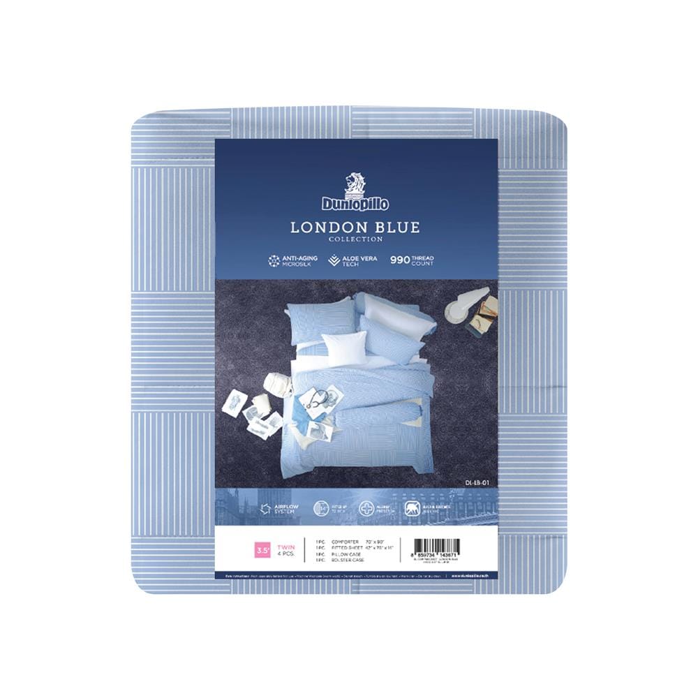 ชุดผ้าปูที่นอน 3.5 ฟุต 4 ชิ้น DUNLOPILLO LONDON BLUE DL-LB-01