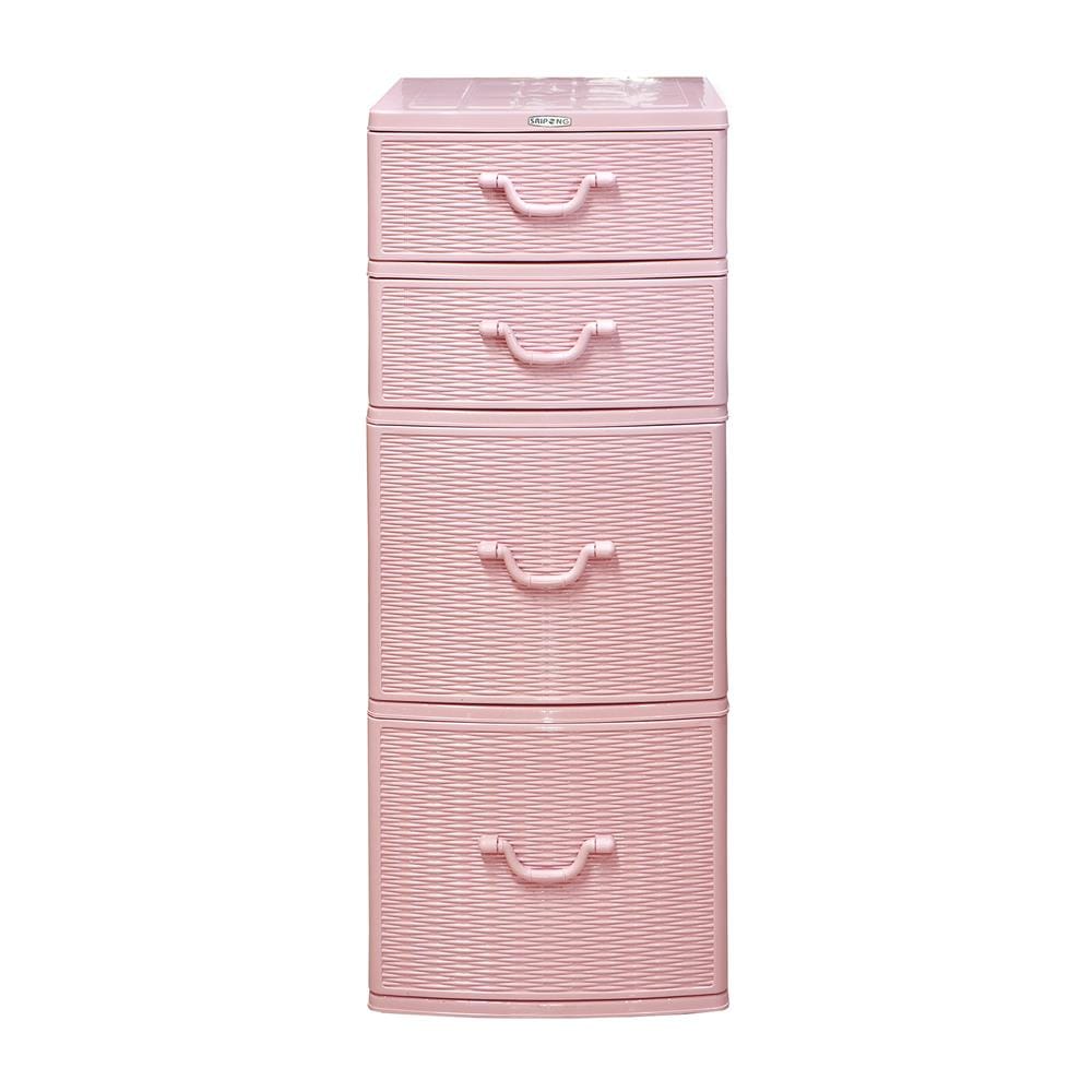 ตู้ลิ้นชักหวาย 4 ชั้น ME LIVING 42x49x110 ซม. สีชมพู