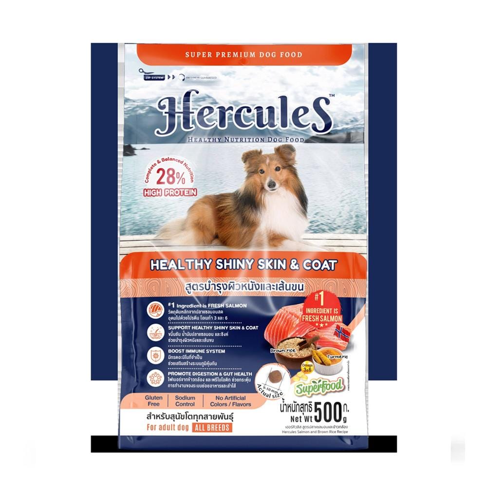 อาหารสุนัข HERCULES ADULT SALMON AND BROWN RICE 500 ก.