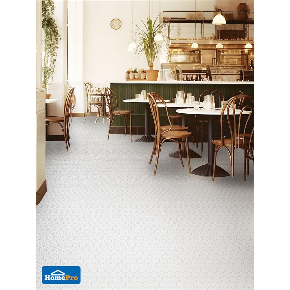 โมเสคพอร์ซเลน 26.5x31 ซม. TARA ไทนี่ ไวท์ เฮค กลอส ขาว