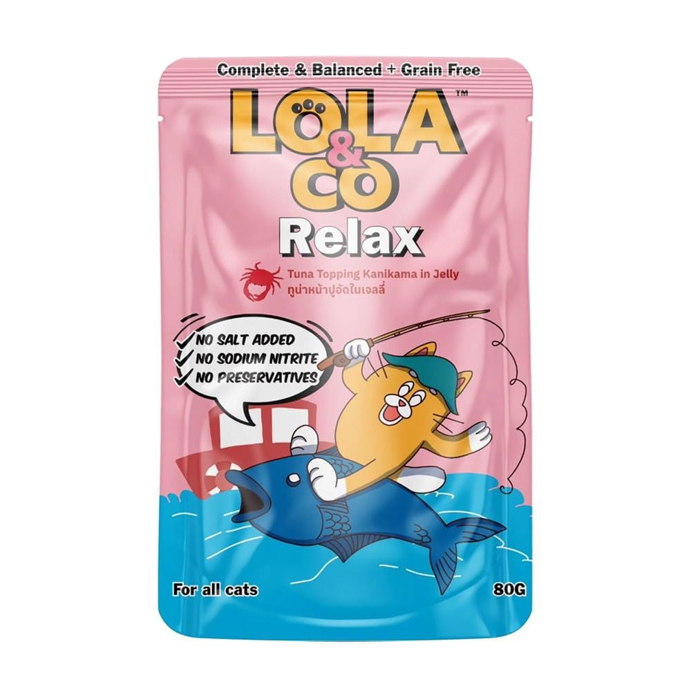 อาหารเปียกแมว LOLA&CO RELAX TUNA TOPPING KANIKAMA IN JELLY 80 ก.