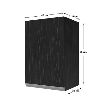 ตู้แขวนเดี่ยวบานเปิดขวา JUPITER CHACOAL OAK 40x60 ซม. สีดำ_4