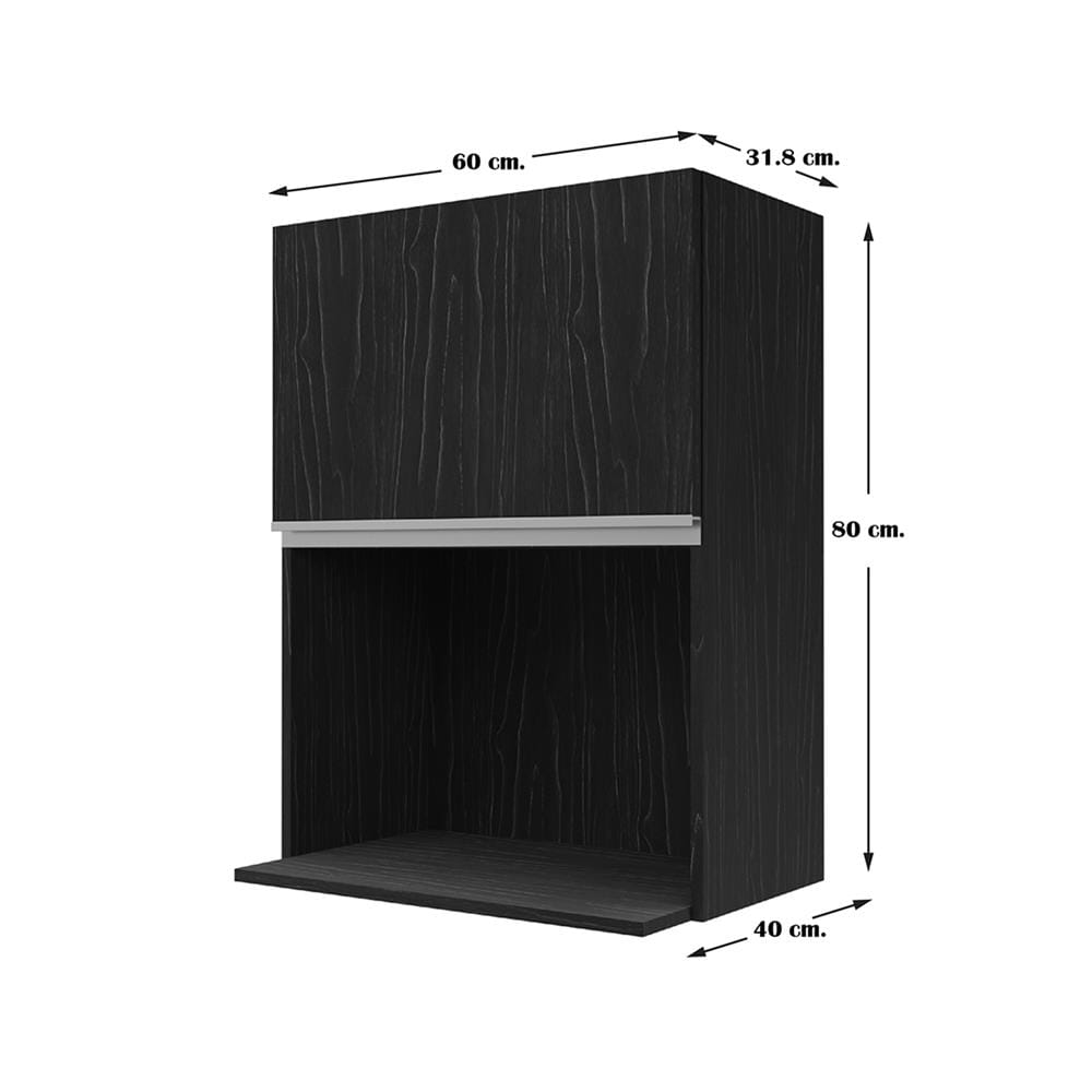 ตู้แขวนไมโครเวฟบานเปิดขวา JUPITER CHACOAL OAK 60x80 ซม. สีดำ