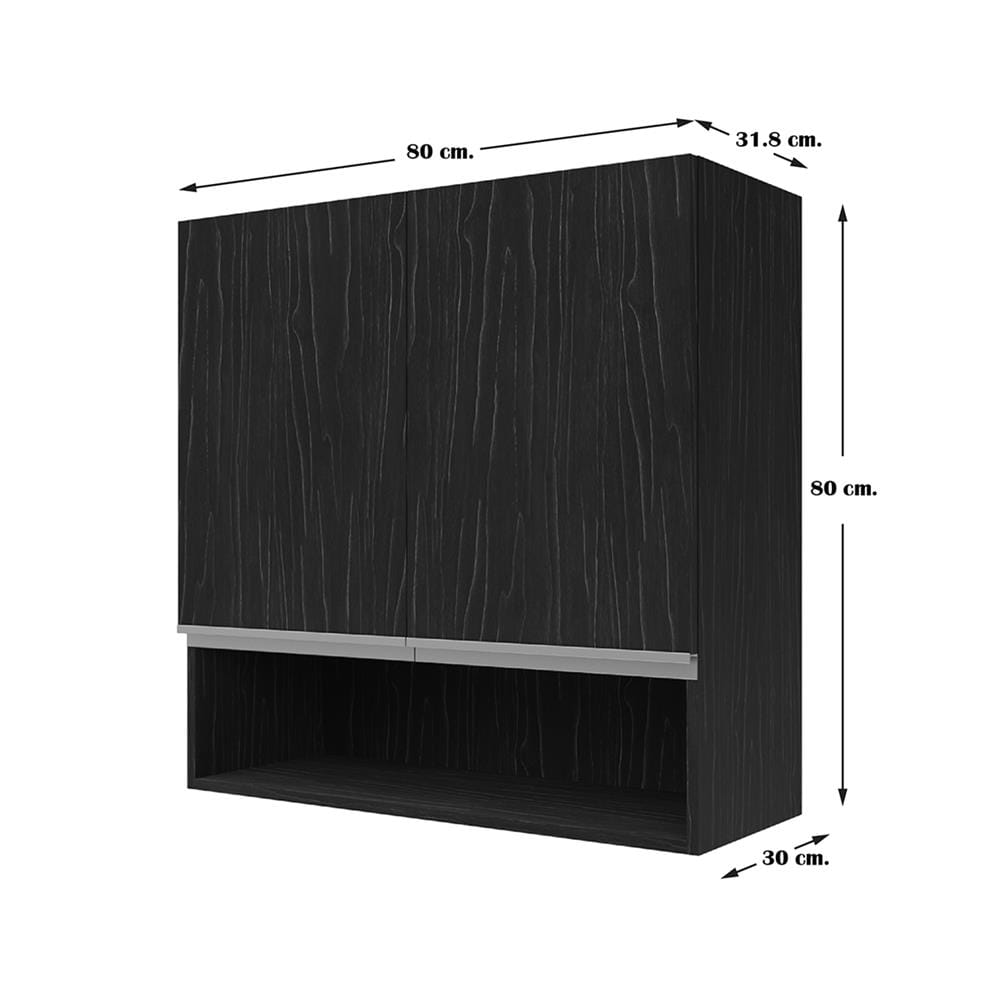 ตู้แขวนคู่พร้อมช่องโล่ง JUPITER D2 CHACOAL OAK 80x80 ซม. สีดำ