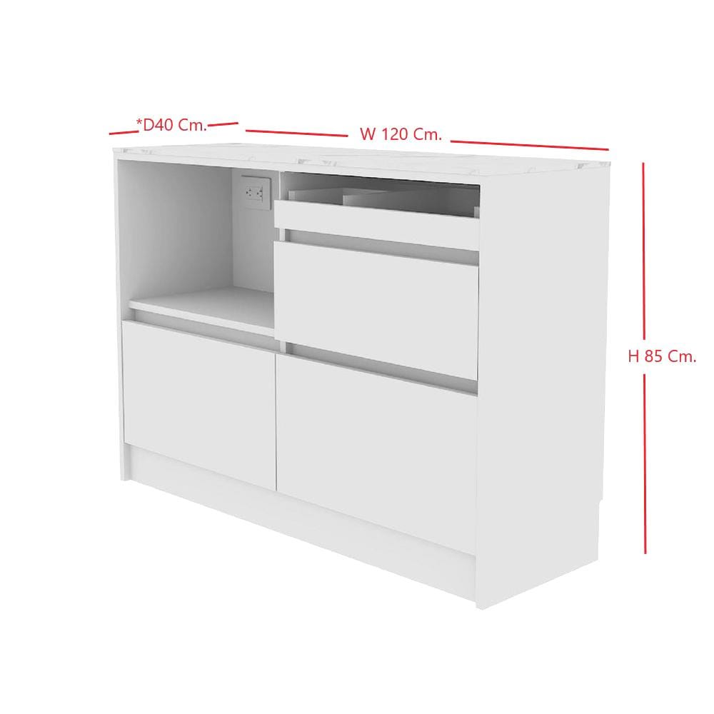 ตู้เตี้ย SB FURNITURE PURIN 19220503 120 ซม. สีขาว