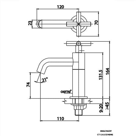ก๊อกอ่างล้างหน้าเดี่ยว COTTO CT1262C51N(GN)(HM) สีเขียว_1