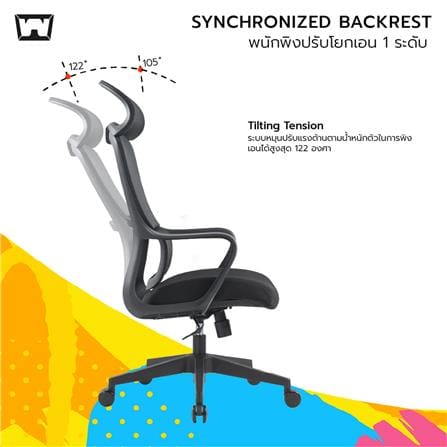 เก้าอี้เพื่อสุขภาพ WORK STATION MODEL-G สีดำ_7