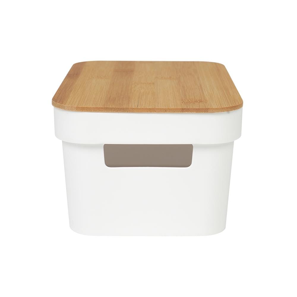 กล่องฝาไม้ 3.5 ลิตร STACKO HOMEY 26.5x17x12.5 ซม. สีขาว